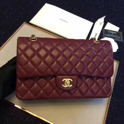 Chanel 2.55 middle size burgundy original lambskin